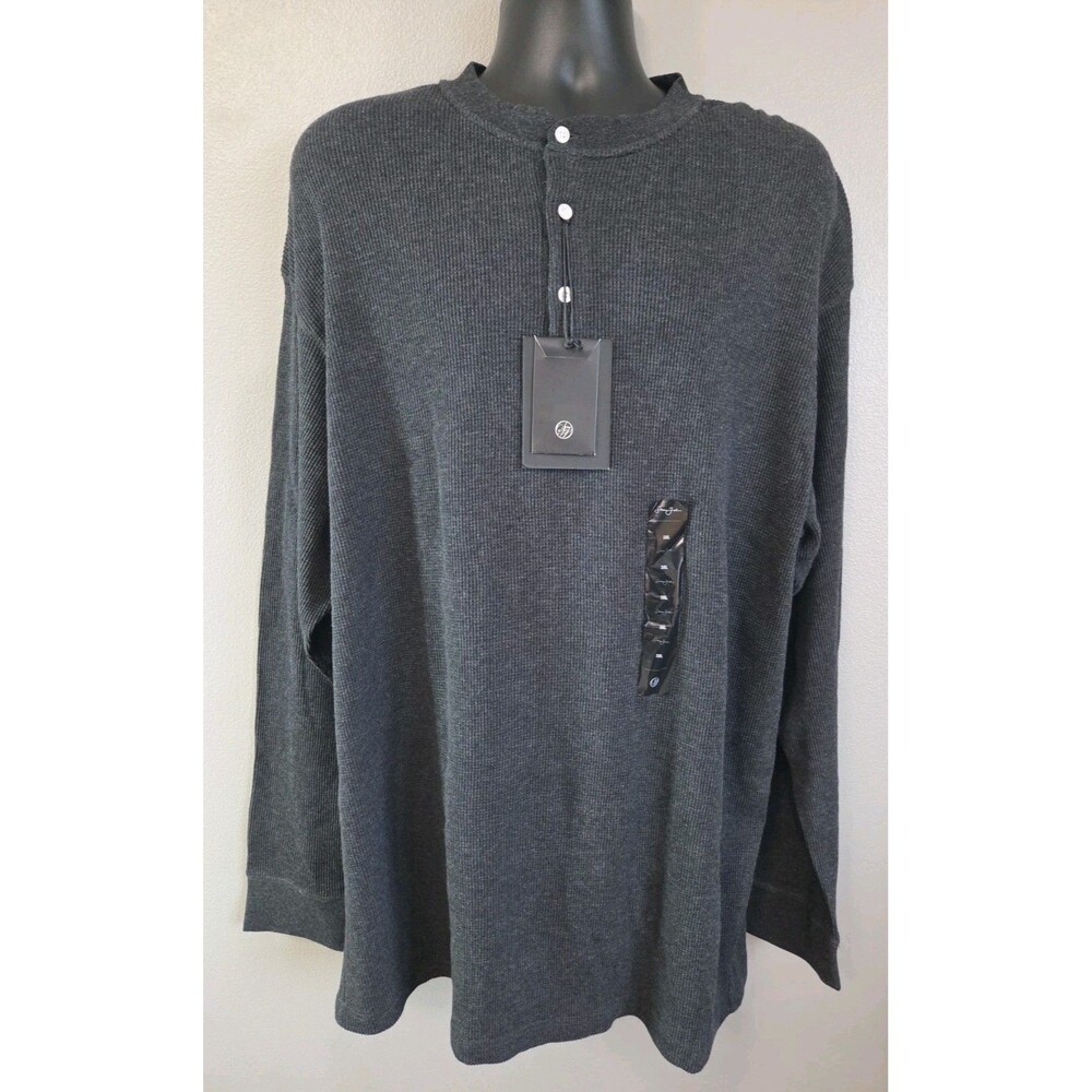 NWT Sean John 3XL Charcoal Grey Waffle Knit Henley Thermal Shirt Y2K Streetwear